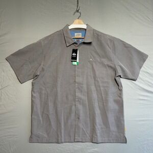 Quiksilver Waterman Collection Mens Button Up Shirt Gray Plaid Comfort Fit XXL